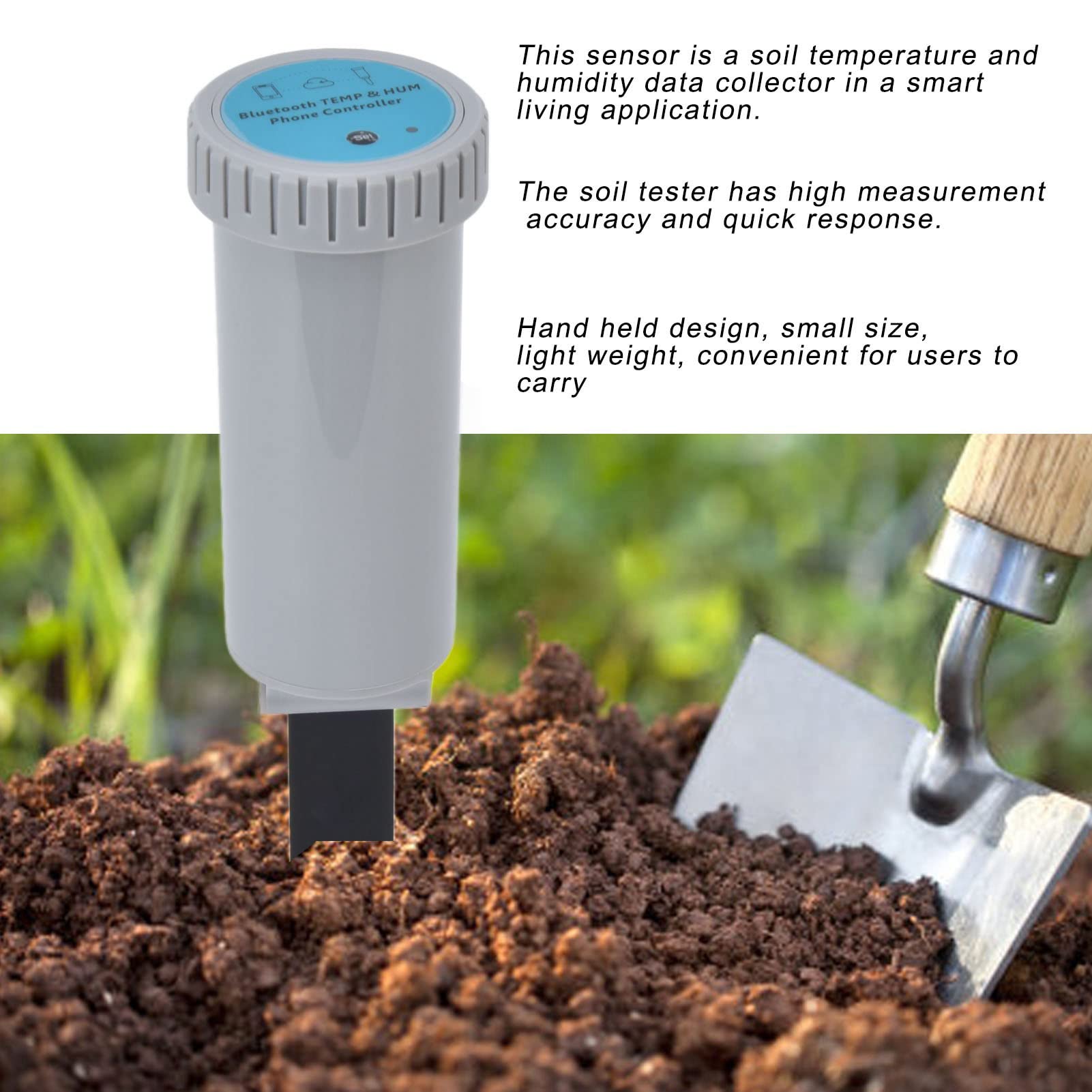Tester temperatury wilgotności gleby Bluetooth, miernik wilgotności gleby, monitor wody roślinnej, do pielęgnacji roślin, ogród, gospodarstwo, trawnik, wewnątrz i na zewnątrz