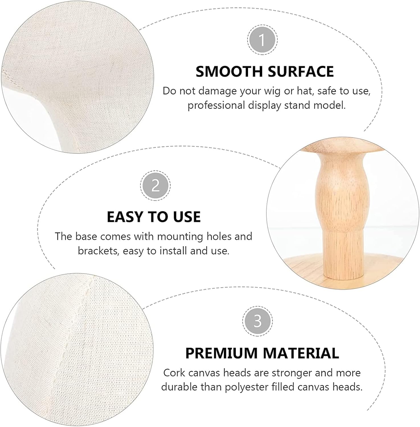 22Inch Canvas Block Head Mannequin Wig Stand Styling Display Shop Use Hairdresser Table Training F Canvas Block