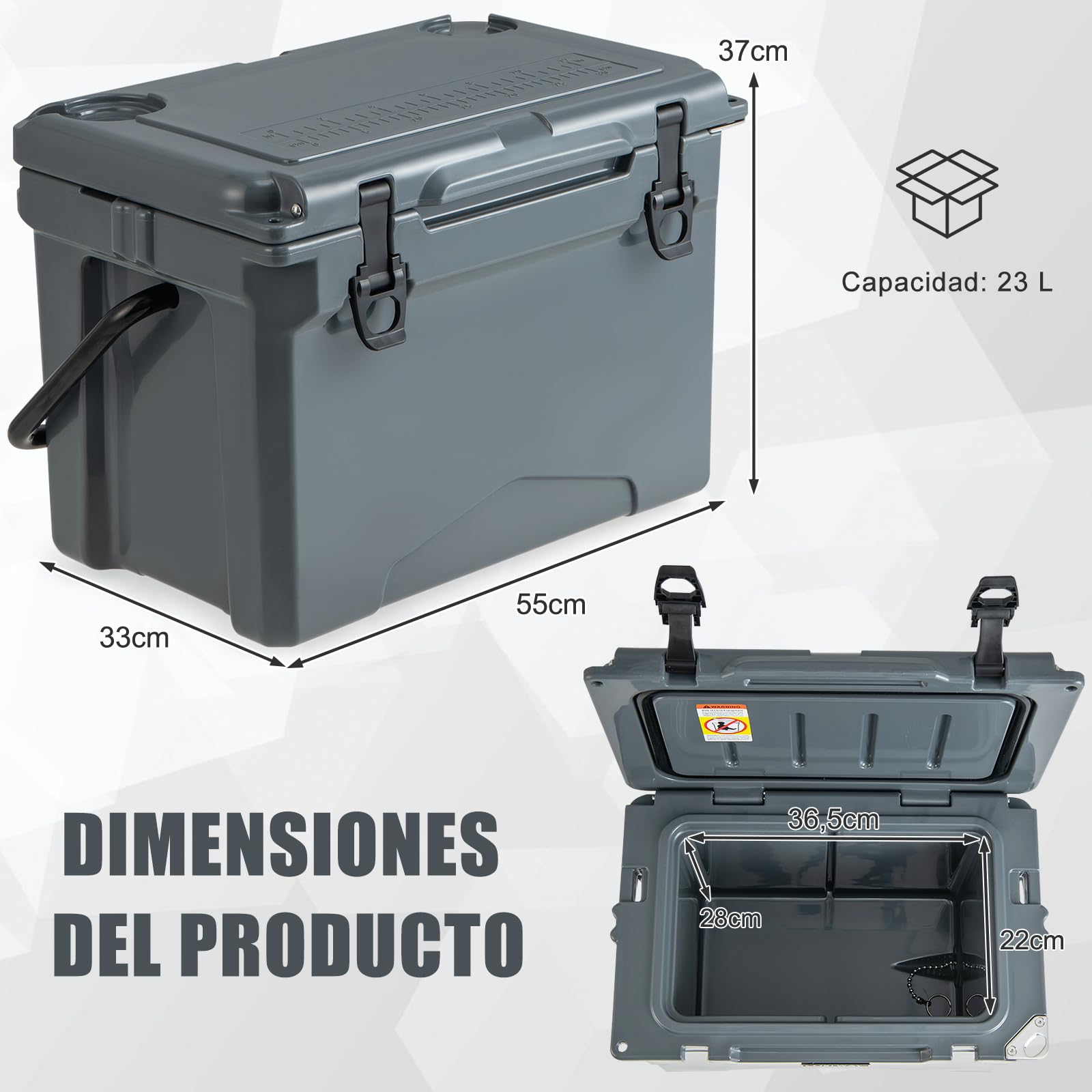 GOPLUS Enfriador Rotomoldeado 21 L, Refrigerador Portátil de Frío de 5 a 7 Días, Portavasos Dobles, Abridor de Botellas, para Acampar, Pesca, Picnic, Barbacoa