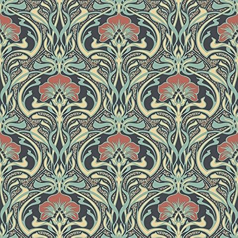 Crown Wallcoverings Flora Nouveau Wallpaper Green M1196 Full Roll Cover