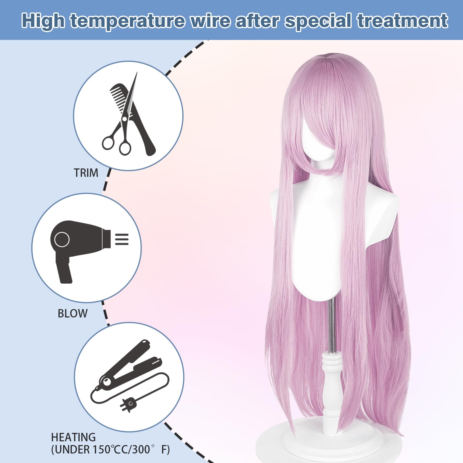 100cm / 40 Inch Long Wig, Universal Anime Costume Cosplay Wig, Perfect for Party Daily-Use, Festivals, and Halloween - Image 3