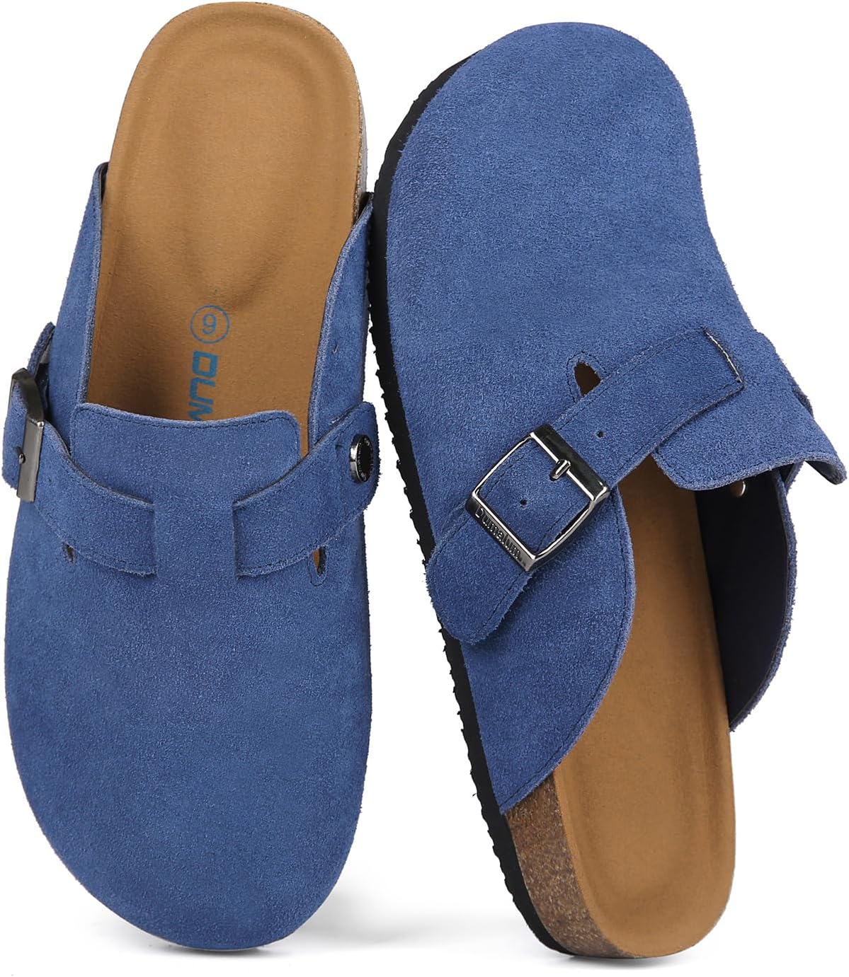 Dumalum Suede Clogs for Women and Men - Adjustable Buckle Slip-on Cork Footbed Mules with Antislip Sole - Unisex Slippers - Image 2