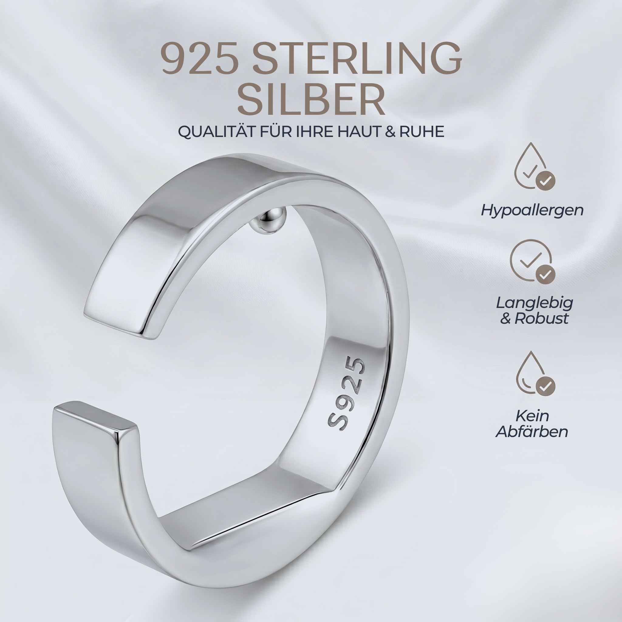 scarlet health | Akupressurring »Good Night 925 Sterlingsilber« für den kleinen Finger, verstellbar, Gr. 47, 53, 60, 67