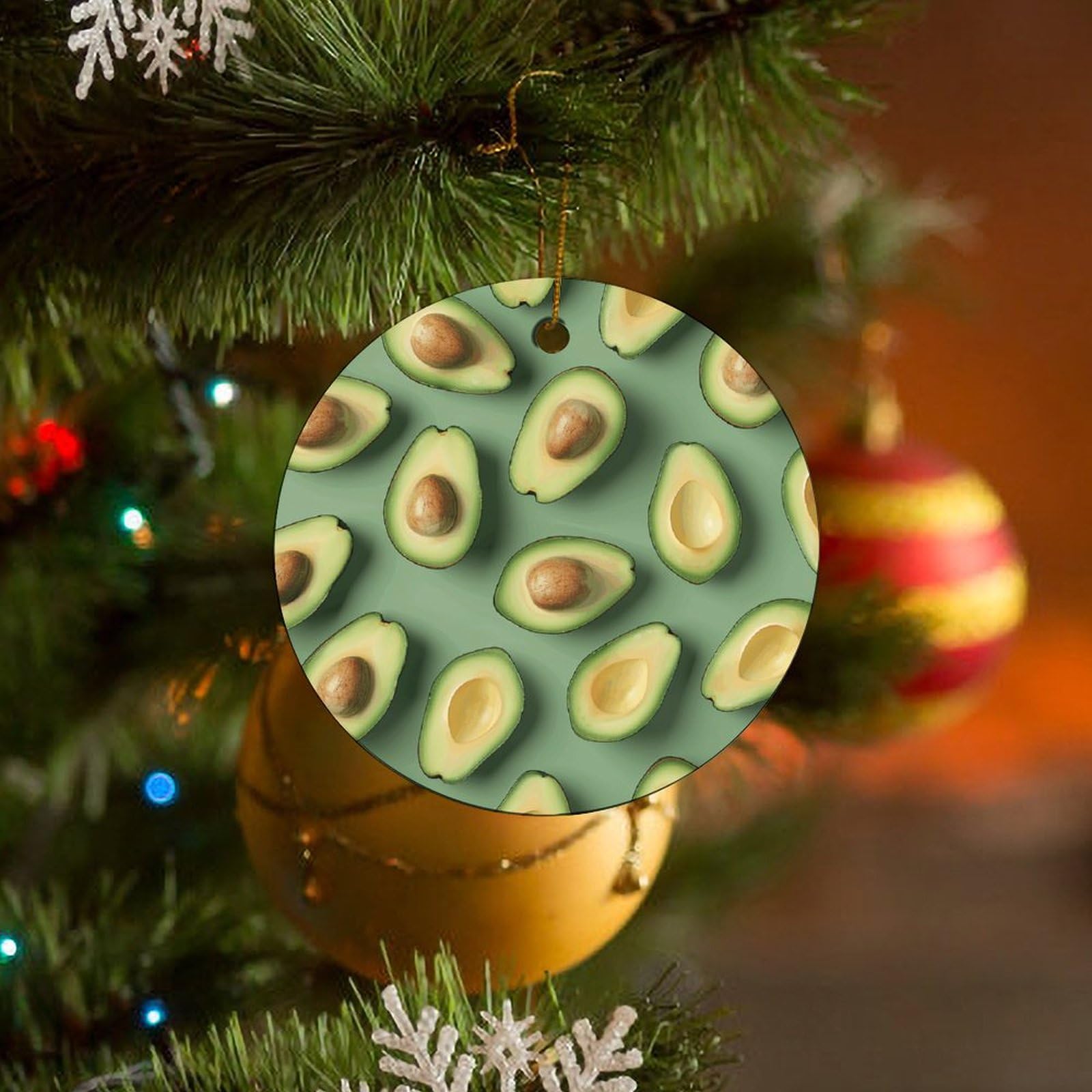 Décoration sapin de Noël en céramique élégante avec cordon doré pour fêtes chics