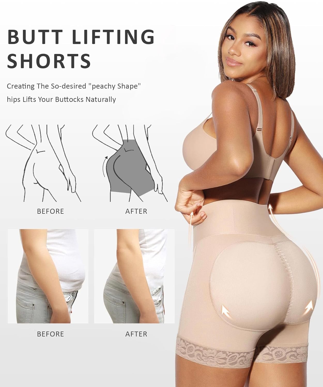 FeelinGirl Butt Lifting Shapewear for Women Tummy Control Body Shaper Shorts Butt Hip Enhancer Shapewear Panties - Image 2
