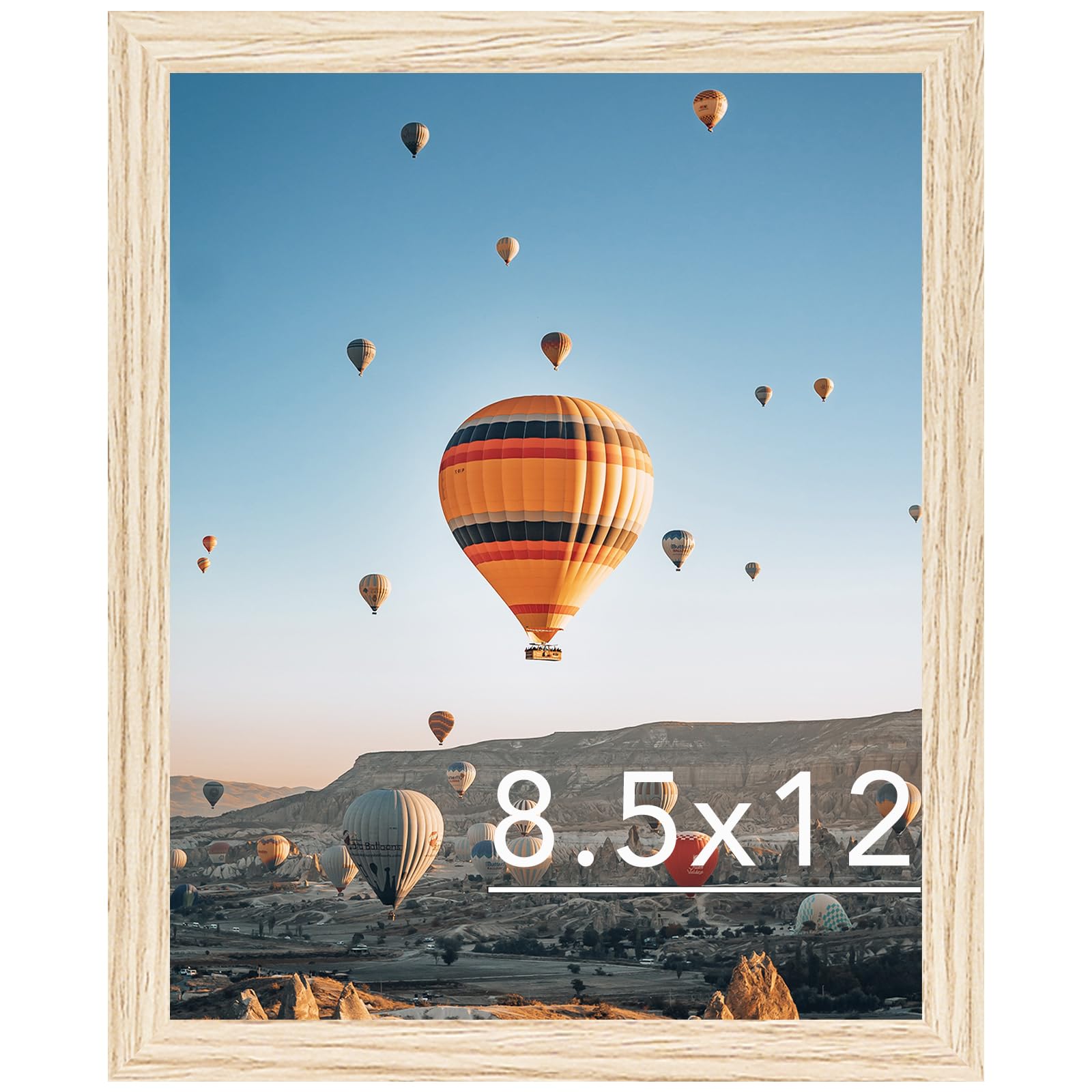 JCJMY 8.5x12 Picture Frame for Wall Hanging or Tabletop, Wall Mounting Horizontally or Vertically, 8.5 x 12 Wall Gallery Poster Photo Frame with Shatter Resistant Plexiglass, Natural