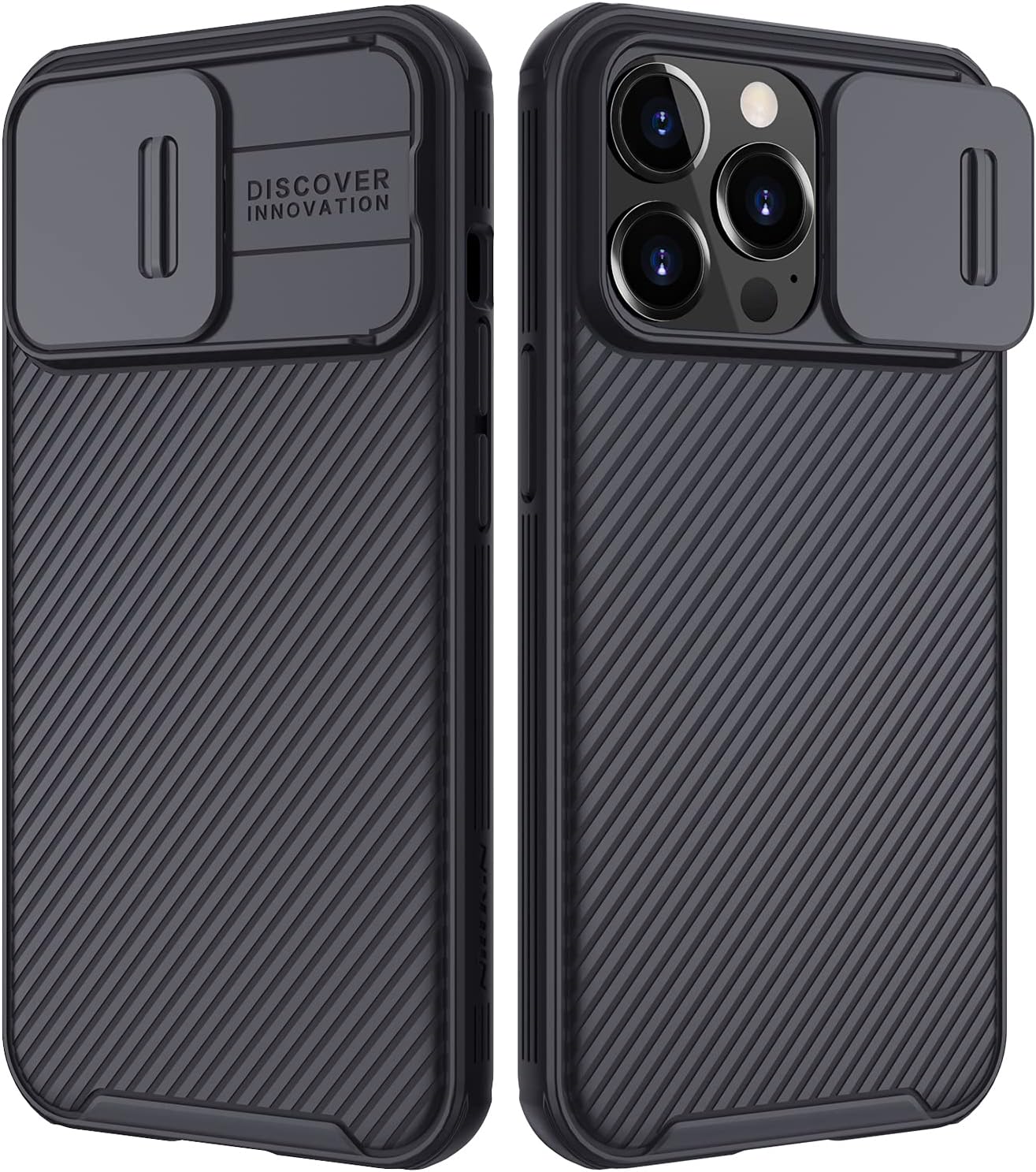 Nillkin For Iphone 13 Pro Case With Slide Camera Cover, Shockproof, Lens Protection, Heavy Duty Protective Bumper Hard Pc Back And Soft Silicone Edge 6.1 Inch 2021 Black