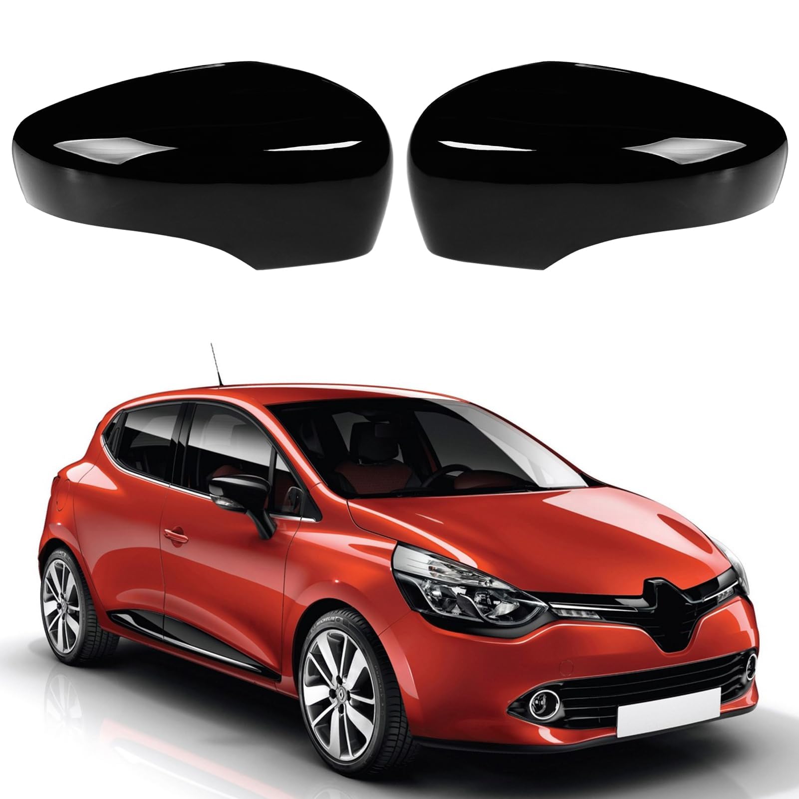 TTCR-II 2 PCS Calotte Specchietti Compatibile con Renault Clio mk4 Copri Specchietti 2012-2016 Calotta Specchietto per Captur prima generazione J87 2013-2019/ Zoe 2012-2024 Tappi Specchietti (Nero)