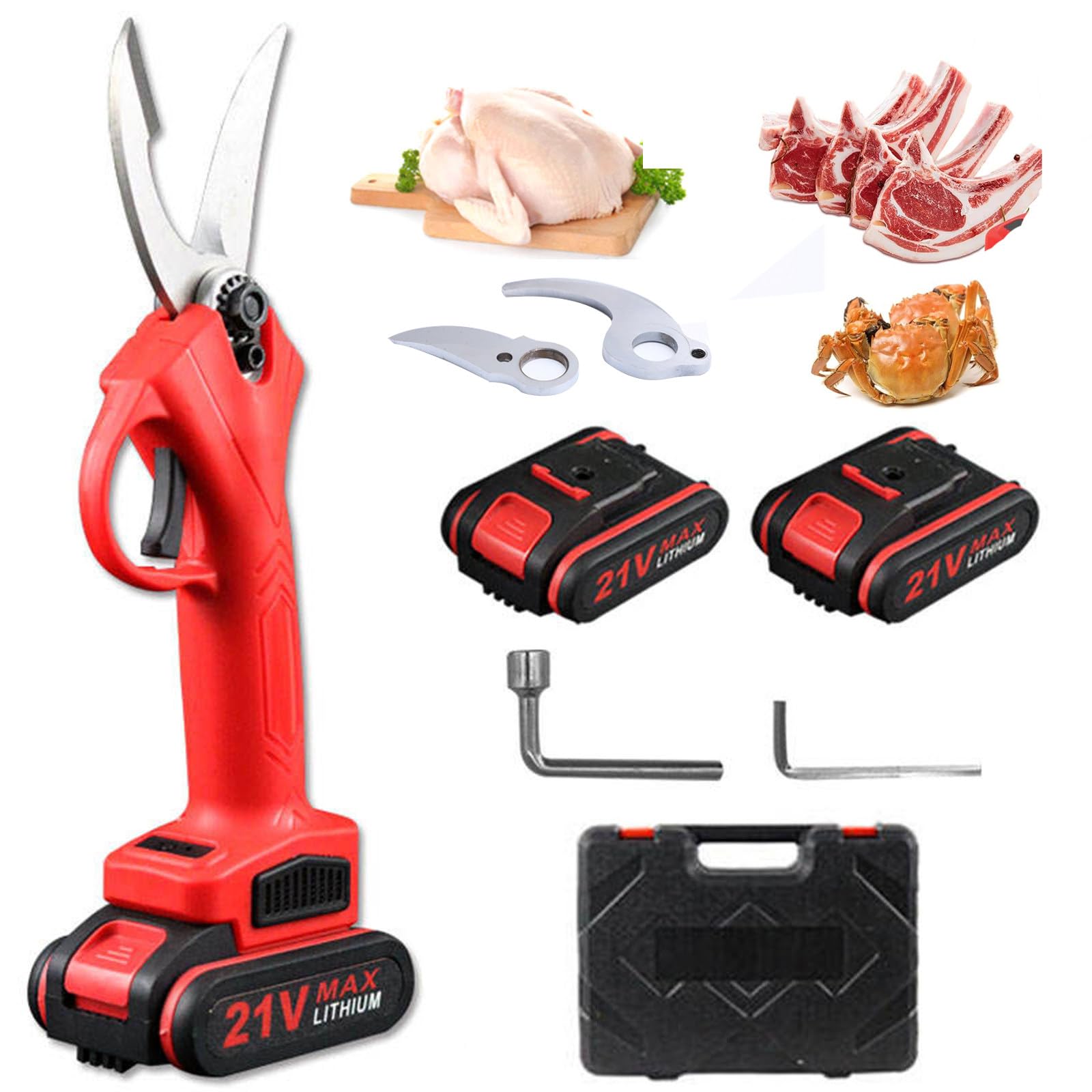 Forbici per pollame elettriche per carichi pesanti, forbici per ossa di pollo a batteria 21V 2 * con lama di ricambio, per tagliare ossa di pollo, verdure, zampe di granchio in cucina