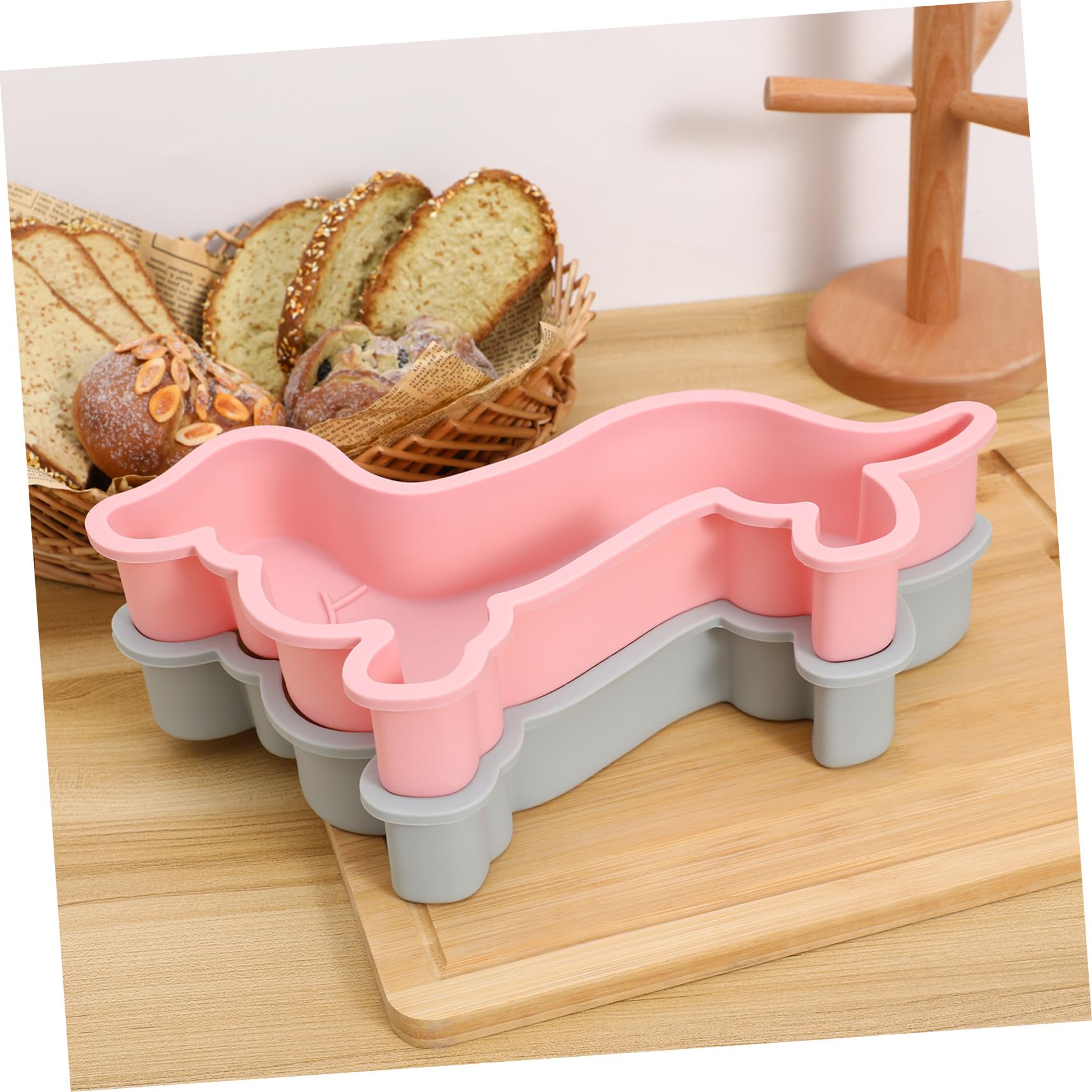 Molde de Silicona Antiadherente para Dulces en Forma de Perro, Resistente al Calor, 2 Piezas para Hornear Pasteles y Golosinas en Cocina DIY