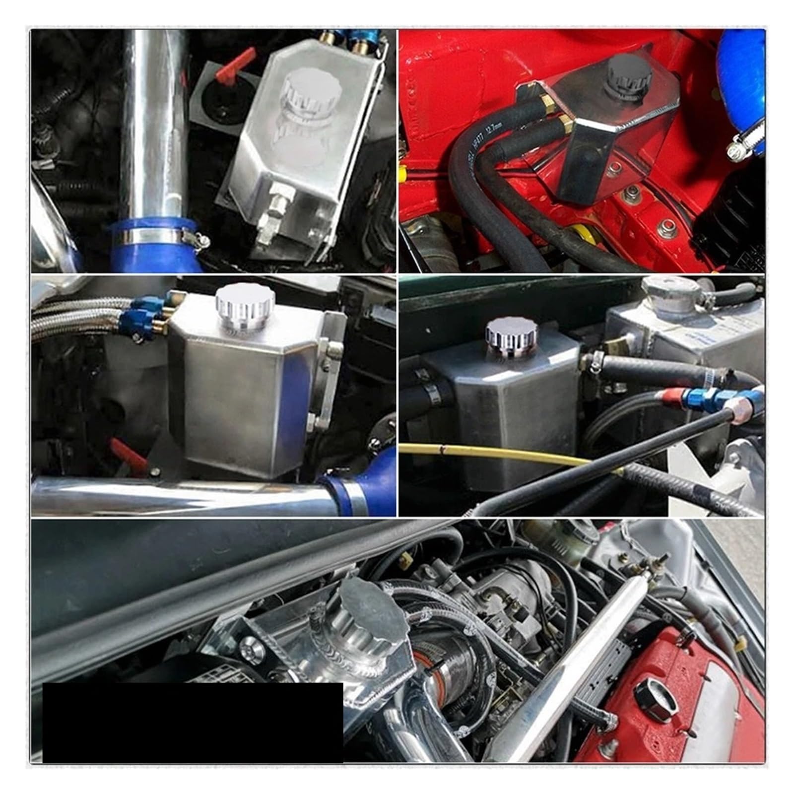 Ausgleichsbehälter Universal 1L 2L Aluminium Oil Catch Can Reservoir Tank Motor Kühlmittel Kühler Überlauf Kraftstoff Mit Ablassschraube Verschnaufpause(2L-Black)
