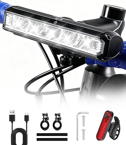 Super Bright LED Bike Light for Night Riding - 1800 Lumen USB-C Rechargeable - IPX5 Waterproof Bicycle Headlight for MTB, Road Cycling & Night