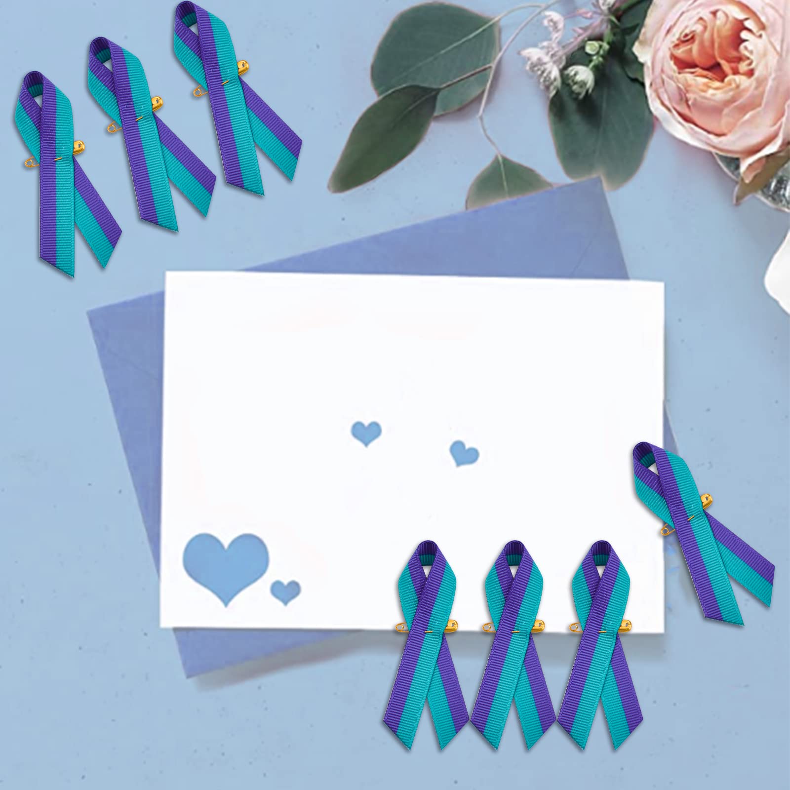 Snapklik.com : WANDIC 100 Pcs Teal & Purple Ribbon Pins, Sexual Assault ...