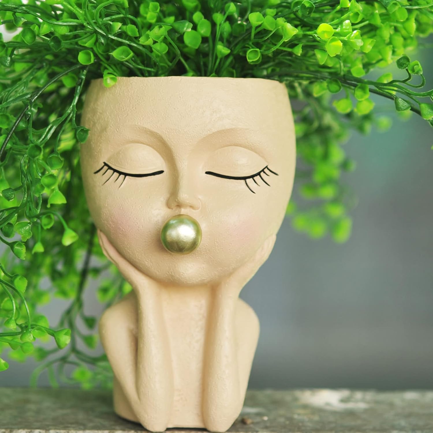 Planters for Indoor Plants Cute Lady Bubble Blowing Head