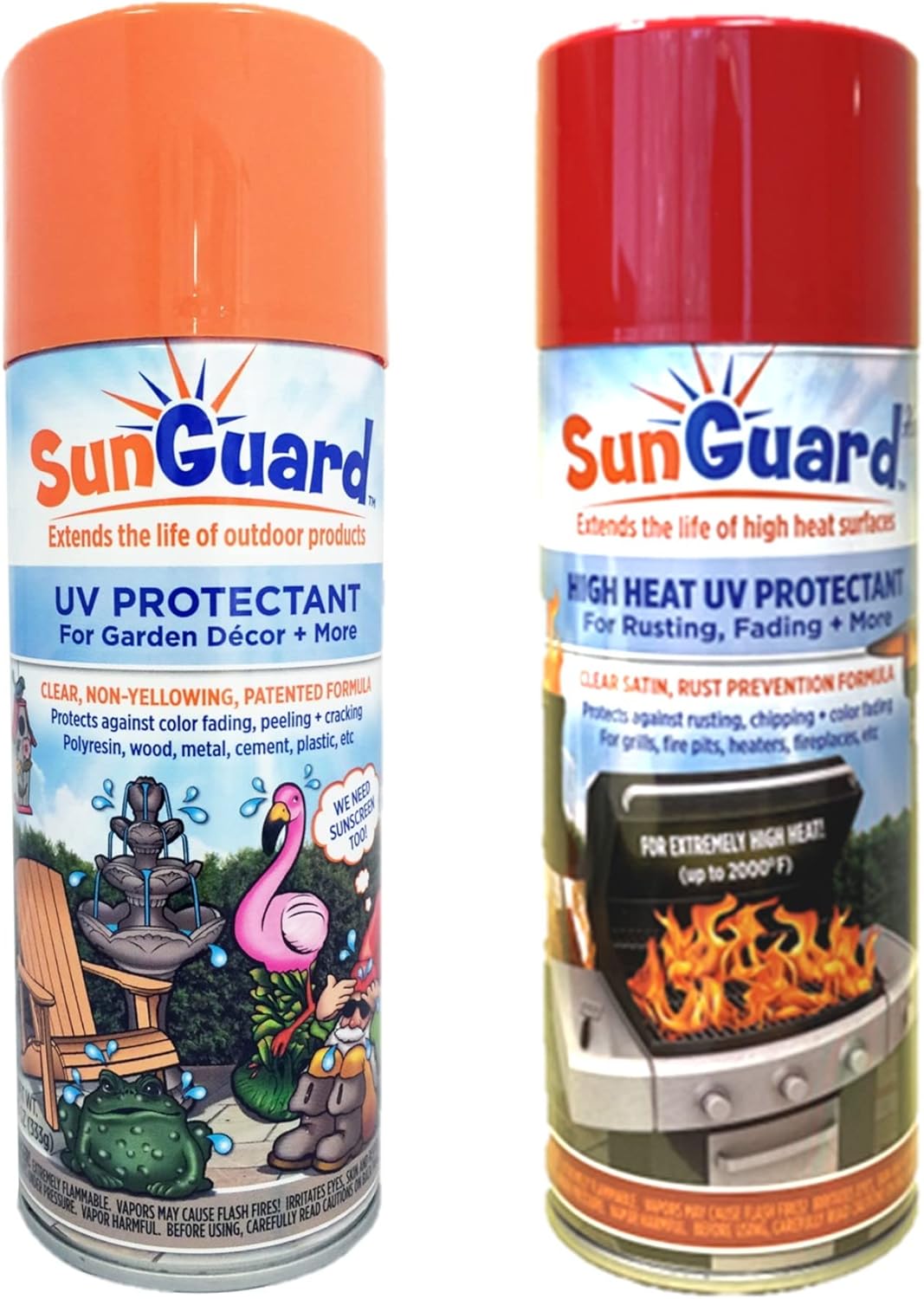 homestyles 2-PK Combo Sunguard UV Protectant Spray for Outdoor Decor & Sunguard UV Protectant Spray Extreme High Heat (up to 2000°F) Prevents Rusting, Color Fading, Chipping, Corrosion + More