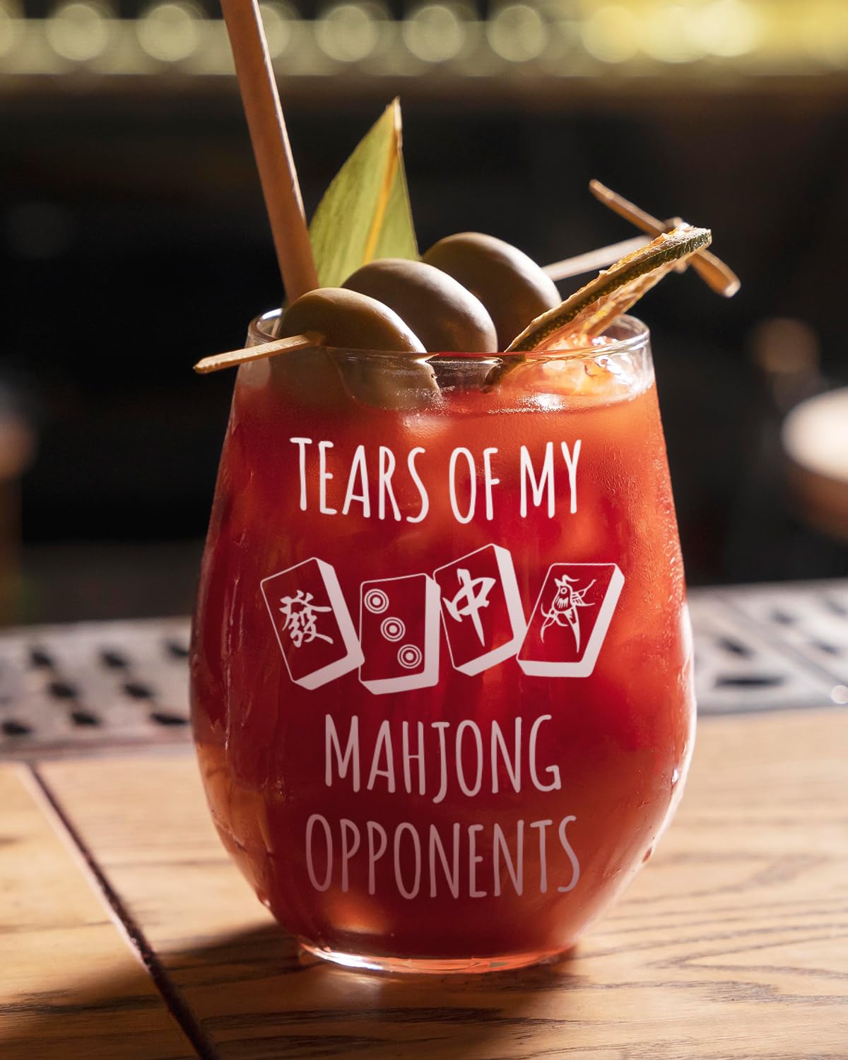 Funny Mahjong Gifts for Women,Mom,Friends,Wife, Tears Of My Mahjong Opponents Stemless Wine Glass,Mahjongs Players Accessories,Gag Gifts for Mahjongs Players Birthday Christmas -119