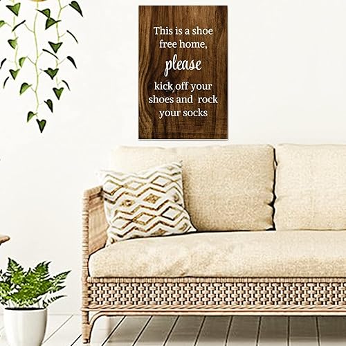 Miniatura 3 de Letrero de madera rústica con texto en inglés "This is A Shoe Free Home,Please Kick Off Your Shoes and Rock Your Socks" (This is a Shoe Free Home,