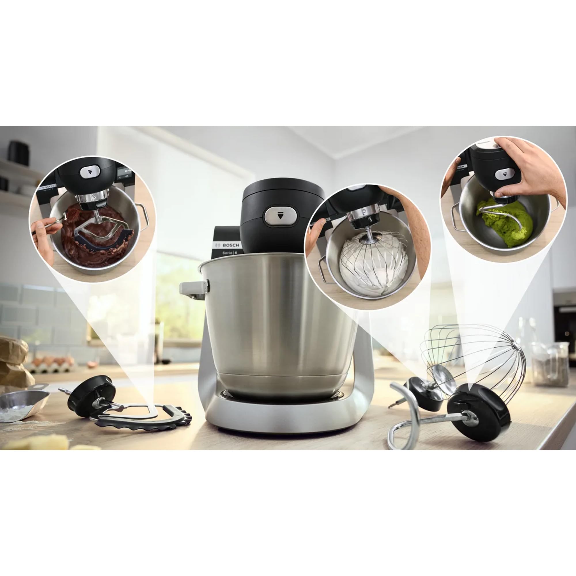 Bosch - Robot de Cocina, Serie 6, 1600 W, Báscula incorporada, Acero Inoxidable, MUMS6ZS17