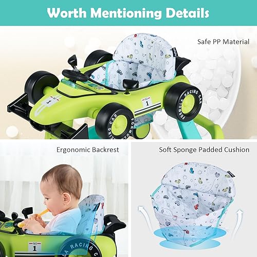 Miniatura 70 de BABY JOY Andador de bebé 4 en 1, caminador de actividad plegable con altura y velocidad ajustables, música, luces, antivuelco, andador de empuje