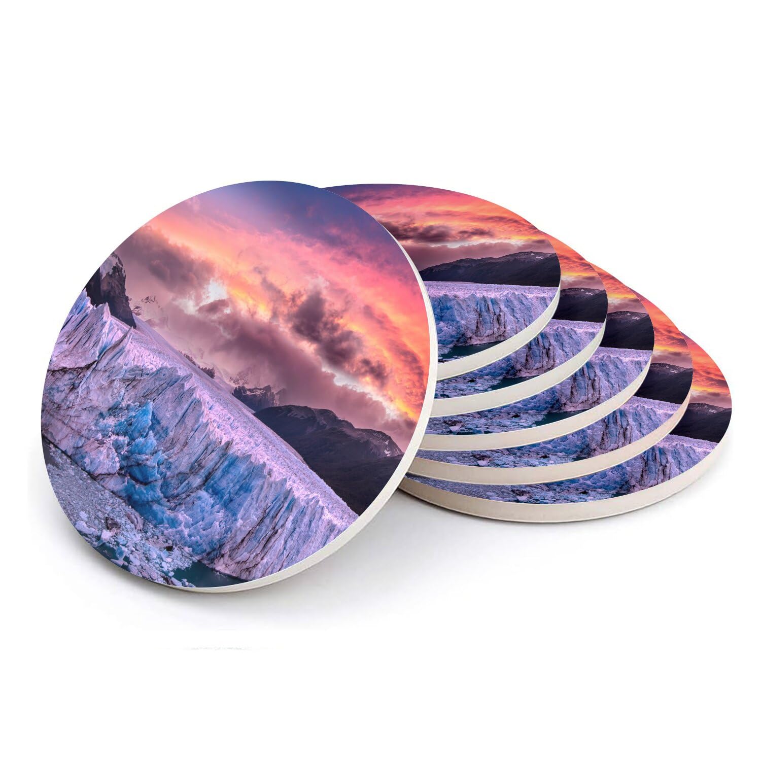 Sous-verre ronds en céramique glacier lot de 6 dessous de verre design