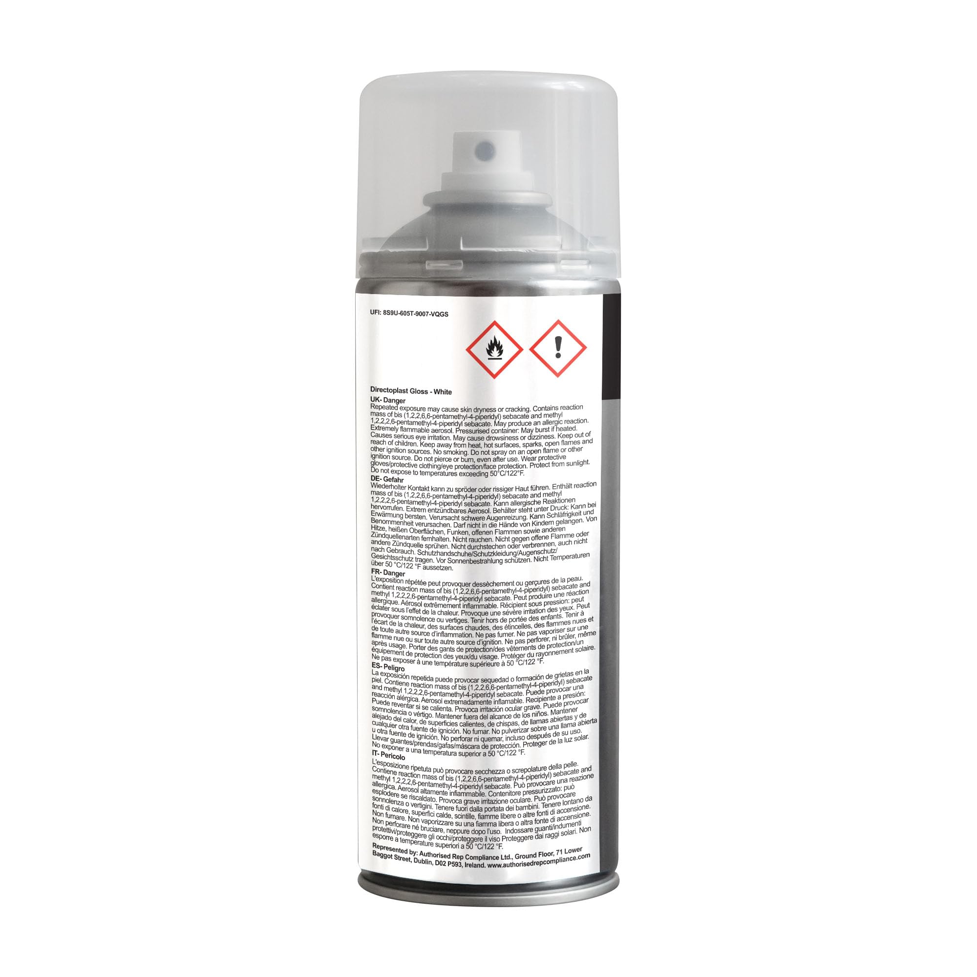 JENOLITE Directoplast farba błyszcząca, biała, farba w sprayu do wszystkich rodzajów tworzyw sztucznych, bez podkładu, 400 ml, RAL 9016
