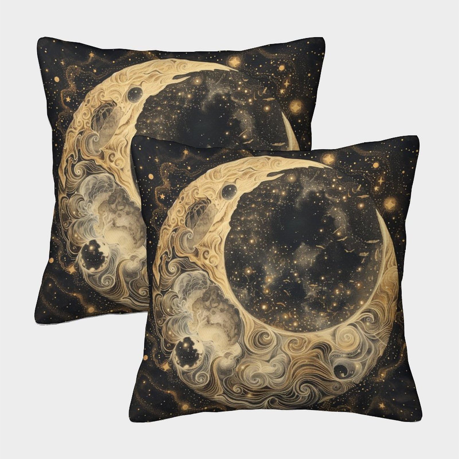 kaiyun 2 Pack 3D Moon, Cosmic Style Theme Square Cushion Cover Decoration Pillow Cover Suitable for Home Sofa Bedroom Living Room 45x45cm