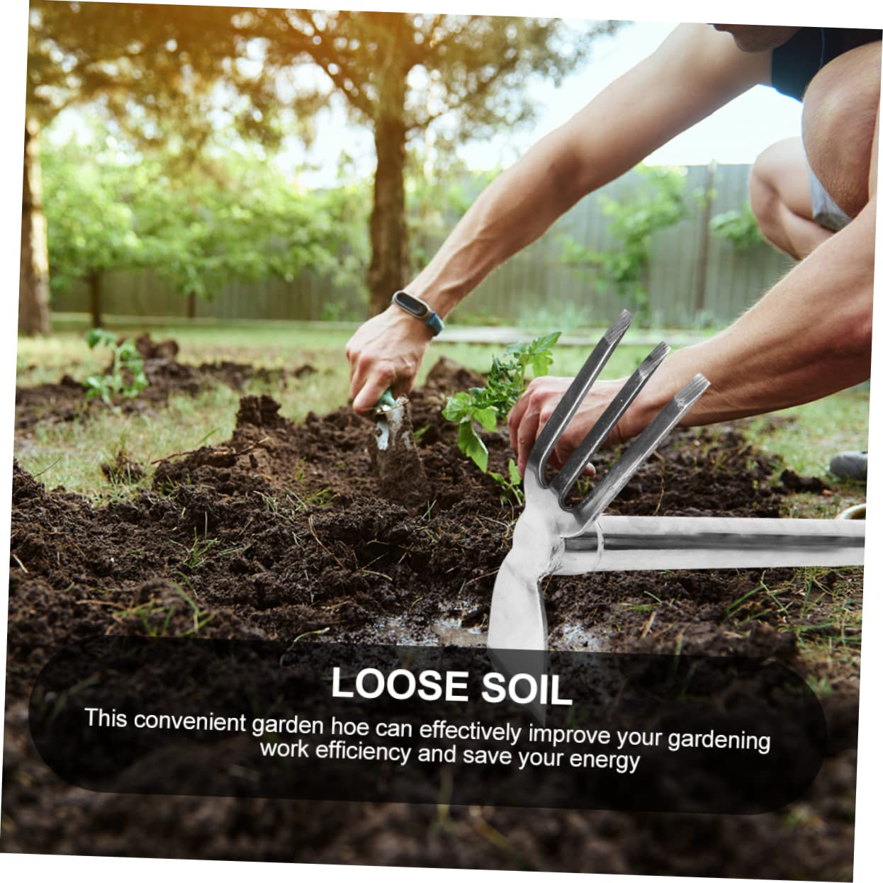 Piccola Zolla in Acciaio Inossidabile per Giardinaggio, Attrezzo Manuale per Semina, Coltivazione e Sistemazione del Terreno in Giardino, Terrazzo o Orto