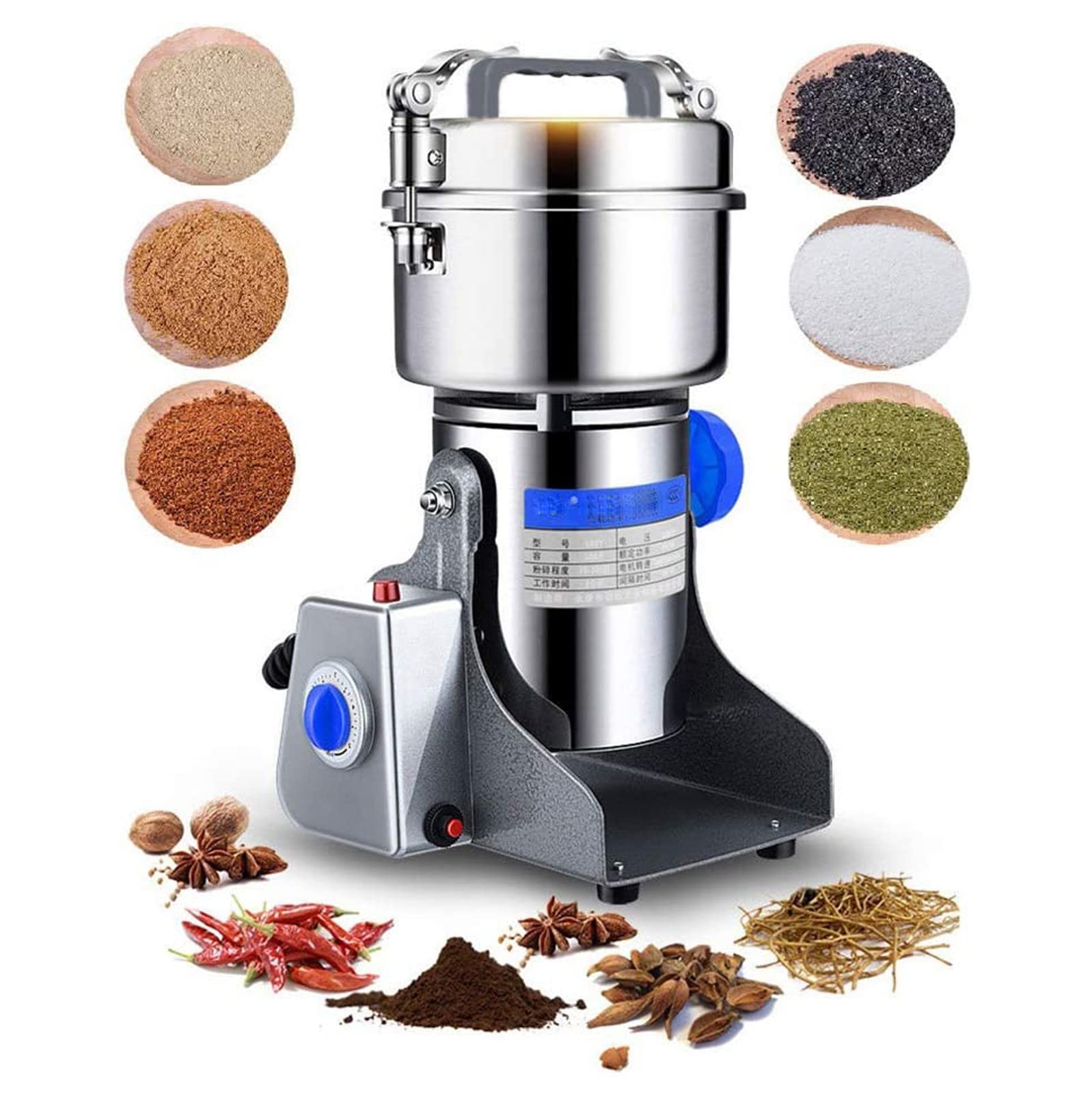 800G Molinillo De Granos Molino Máquina De Polvo Molino De Harina Molinillo Eléctrico Polvo De Hierbas Pulverizador para Hierbas Pulverizador Alimentos Arroz Maíz Grado Café Trigo