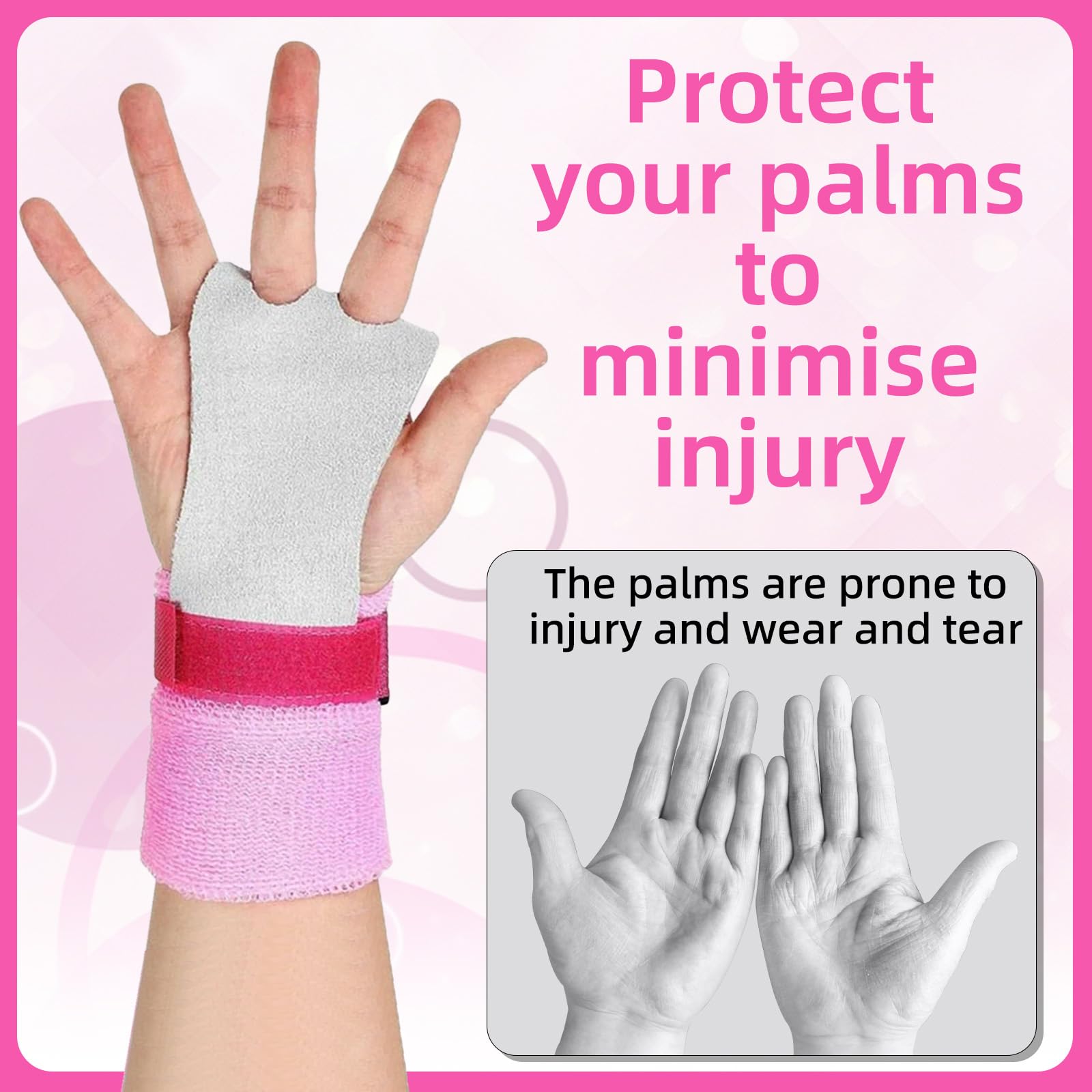 2 paia di cinghie elastiche per bambini, guanti da ginnastica per bambini, con bracciali, manopole regolabili per bambini, imbottiture per crossfit, bodybuilding, calistenica, pesi (rosa)