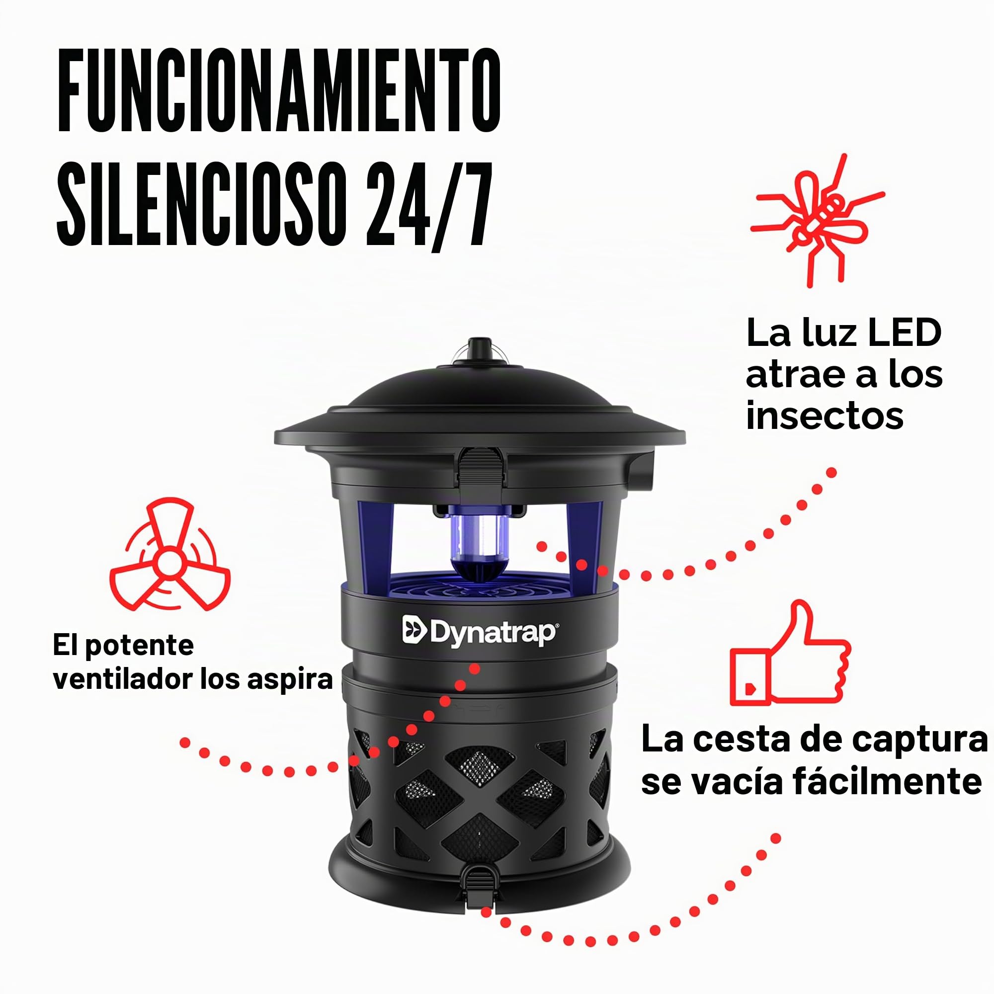 Trampa para Mosquitos y Otros Insectos Voladores al Aire Libre DynaTrap DT1130SR y Matamoscas – Mata Mosquitos, Moscas, Avispas, Mosquitos, y Otros Insectos Voladores – Protege hasta 1/2 Hectárea