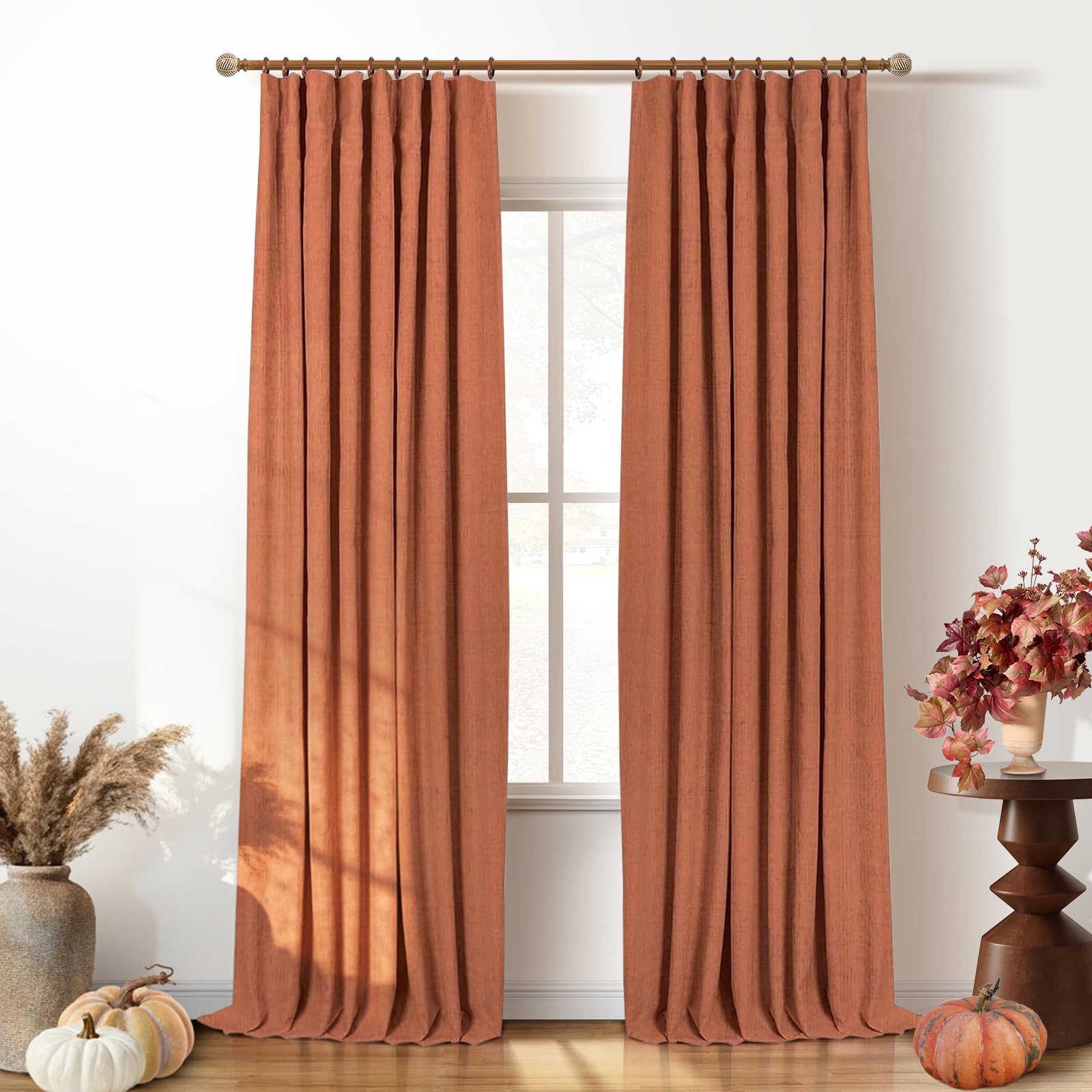 INOVADAY 100% Blackout Curtains for Bedroom Black Out Curtain 108 Inch Long