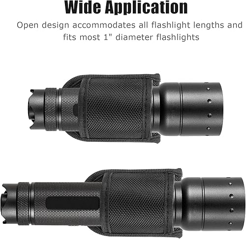 Miniatura 4 de UIInosoo - Funda de linterna para cinturón de trabajo, funda de luz compacta con parte superior abierta, funda de nailon para luz