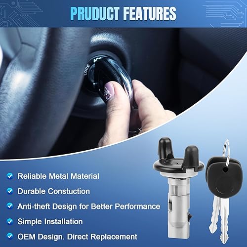 Miniatura 5 de LCWRGS Interruptor de cilindro de bloqueo de encendido con llaves de repuesto para Chevy Silverado Suburban Tahoe Express GMC Sierra Savana Yukon XL