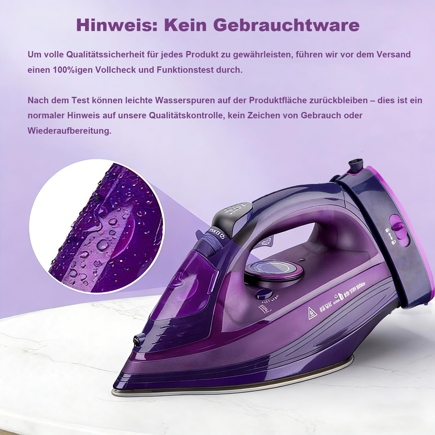 Bügeleisen, Dampfbügeleisen Kabelloses, Keramiksohle, abschaltautomatisch, 2400W