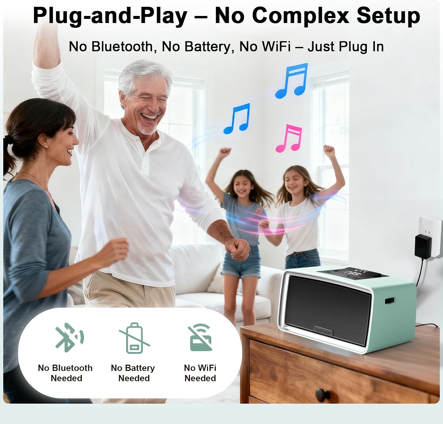 Simple Music Player for Dementia Alzheimer's Seniors, Easy to Use Music Box for Elderly Parents, Large On/Off Button, Plug-and-Play, One-Touch Play, Loud Sound, 32GB TF Card