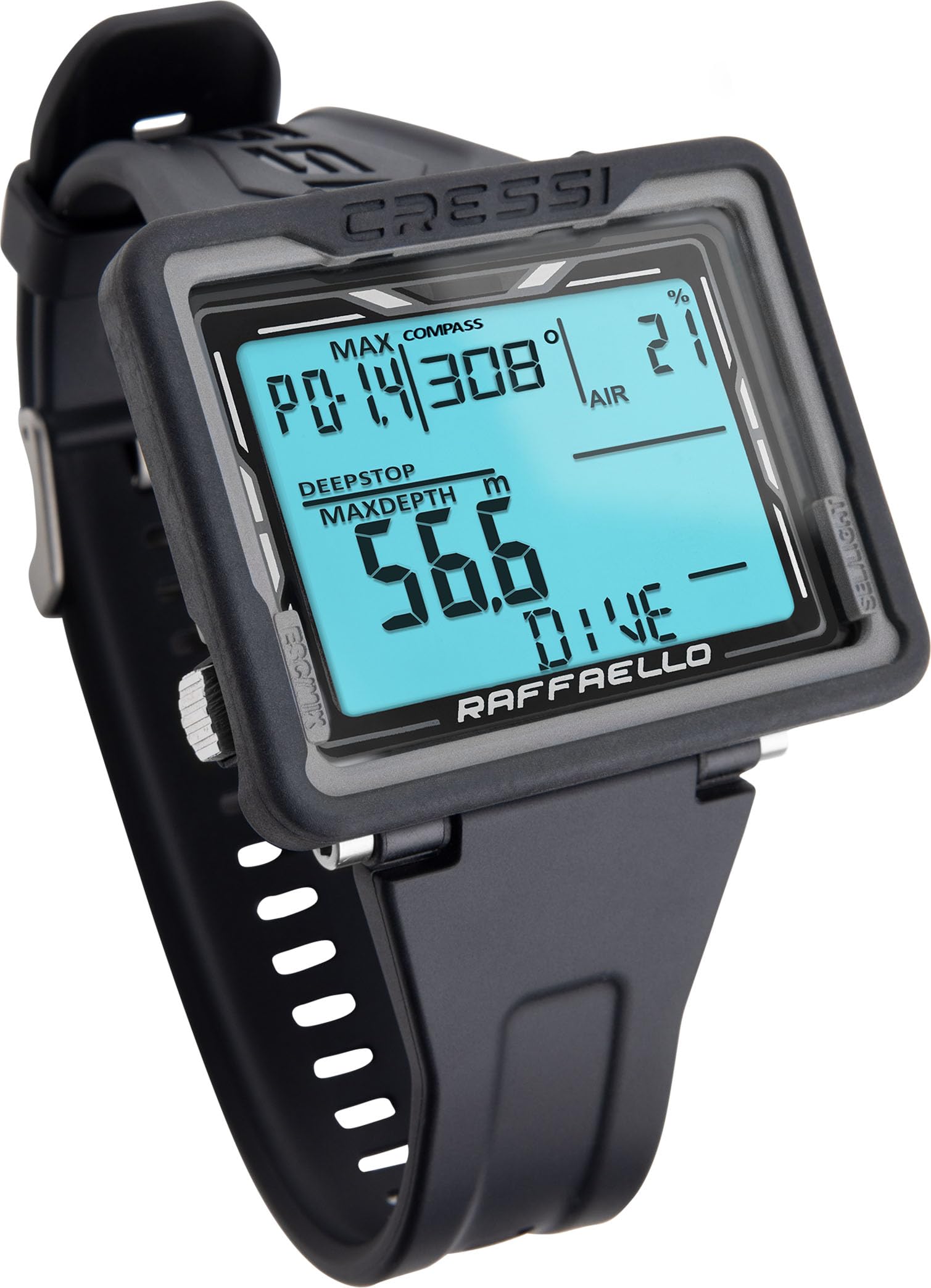 Cressi Raffaello Diving Computer with Large Rectangular High Contrast Screen for Maximum Data Readability, One Size Unisex
