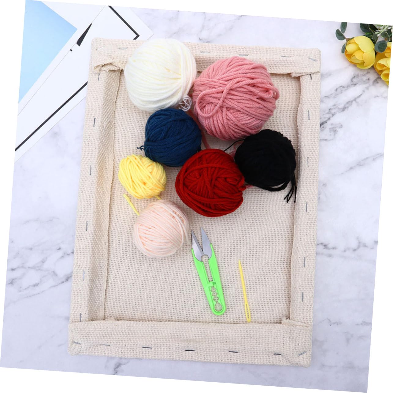 SEWOART Kit de Broderie Poinçon pour Débutants Fil en Laine Colorée et Outils en Bois, Création Artistique Bricolage des Garçon et Filles