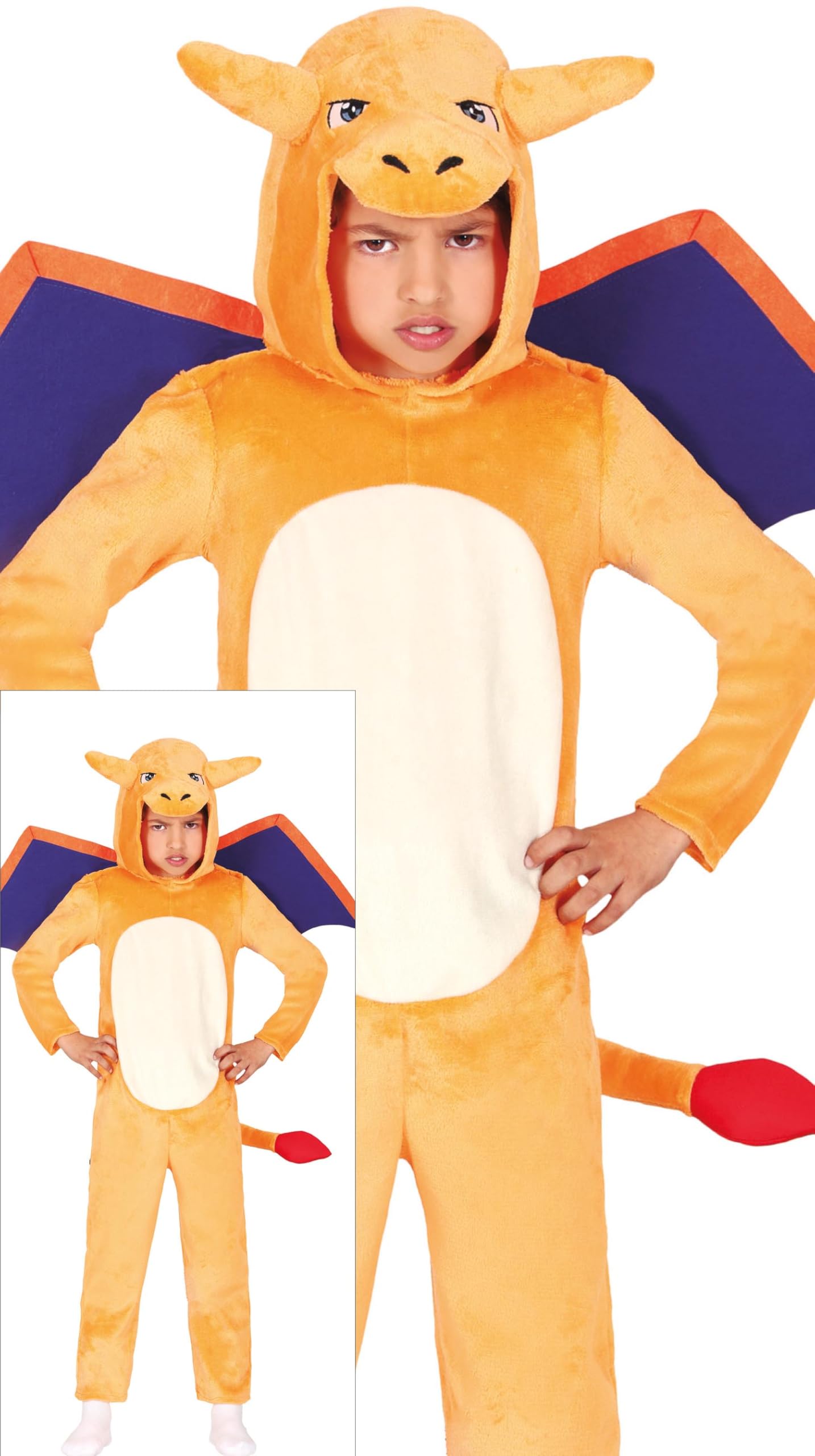 FIESTAS GUIRCA Fire Dragon Boys Fancy Dress Costume, Japanese Anime Warrior Costume, Manga Kids Fancy Dress Costumes Boys