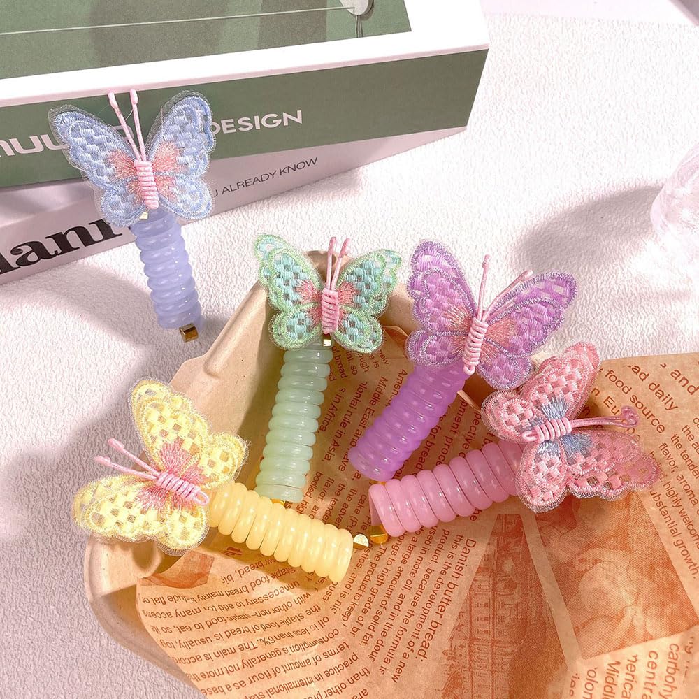 Amazon.com : 10Pcs Embroidered Butterfly Headband Spiral  display picture 3