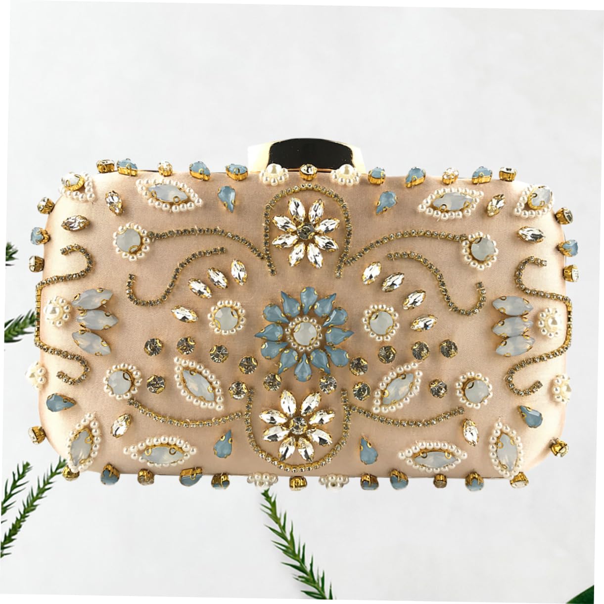 GALPADA Bolso de Noche Floral Cristales para Mujer y Cadena Elegante