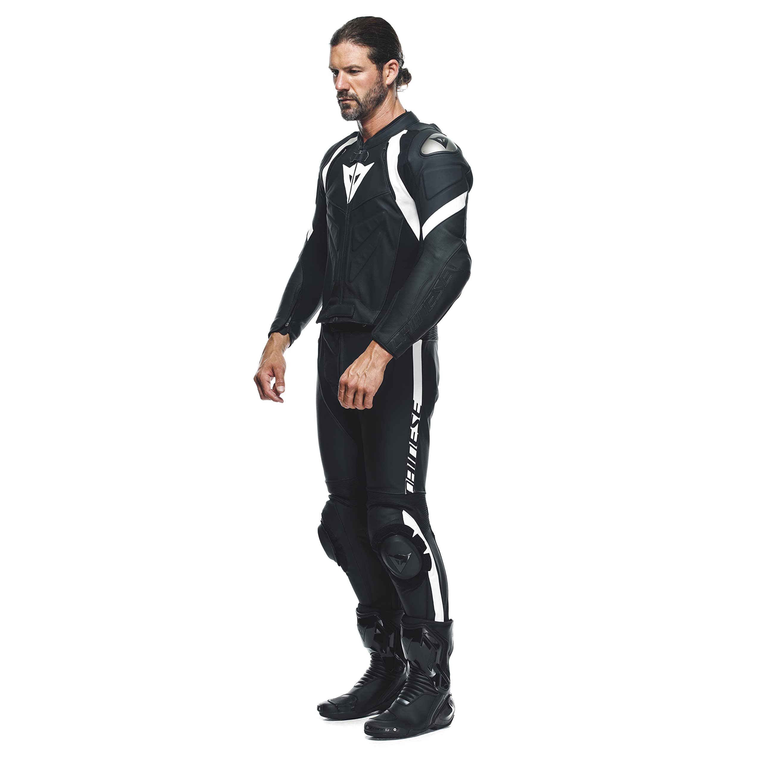 Dainese Avro 4 - Tuta in pelle per moto, 2 pezzi, colore: Nero/Bianco