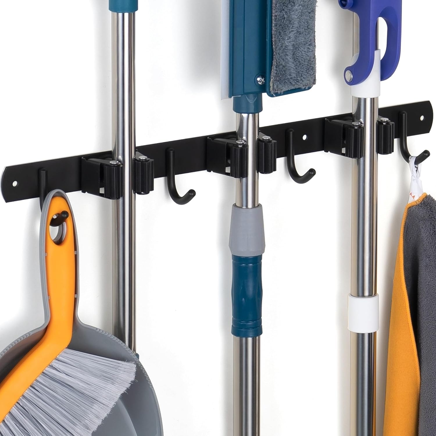 BAREPEPE Steel Broom Holder and Mop Holder Stand Wall Mounted Heavy Duty 3 Racks 4 Hooks (304 Stainless Steel) (Black) (B0CCDZS2LH) Amazon Price History, Amazon Price Tracker