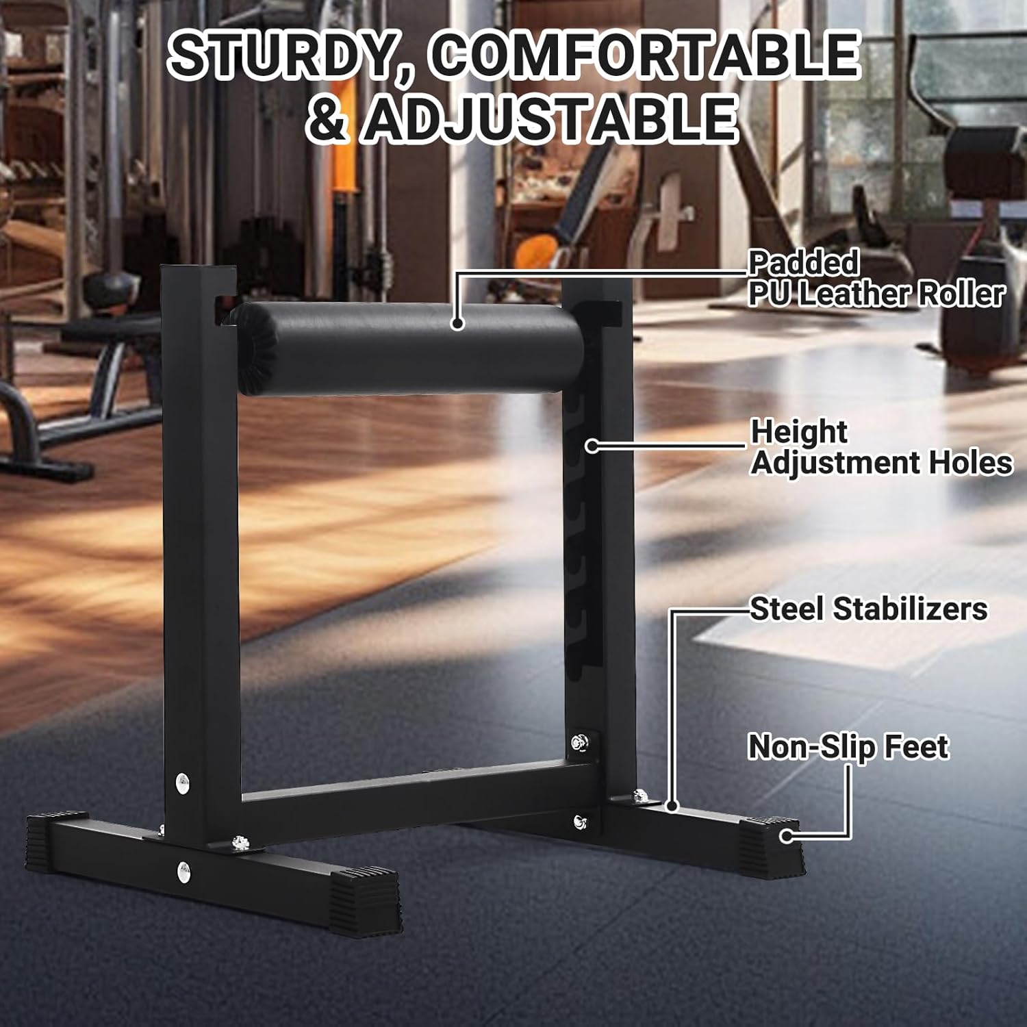 Bulgarian Split Squat Stand – Adjustable Single Leg Roller with 7 Heights and Enhanced Padding – Stand-Alone Lower Body Specialty Machine for Home Gym – Ideal for Squats and
