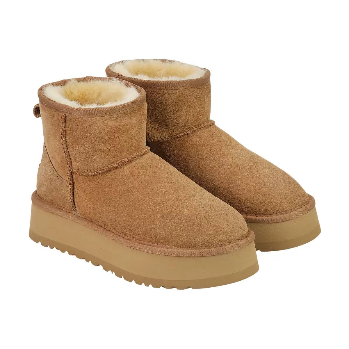 Veilante Damen Wintershuhel Leder Wasserdichte Schneestiefel