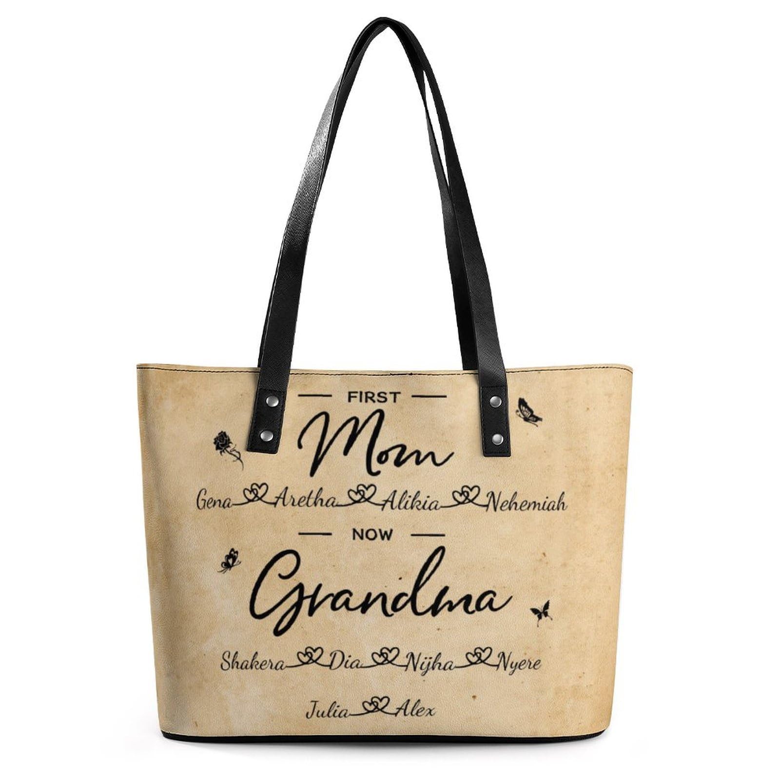 QGTHKLP Personalized Grandma Name Single Shoulder Bag Custom 1-15 Name Mom Grandmother Leather Handbag Loving Gifts For Her