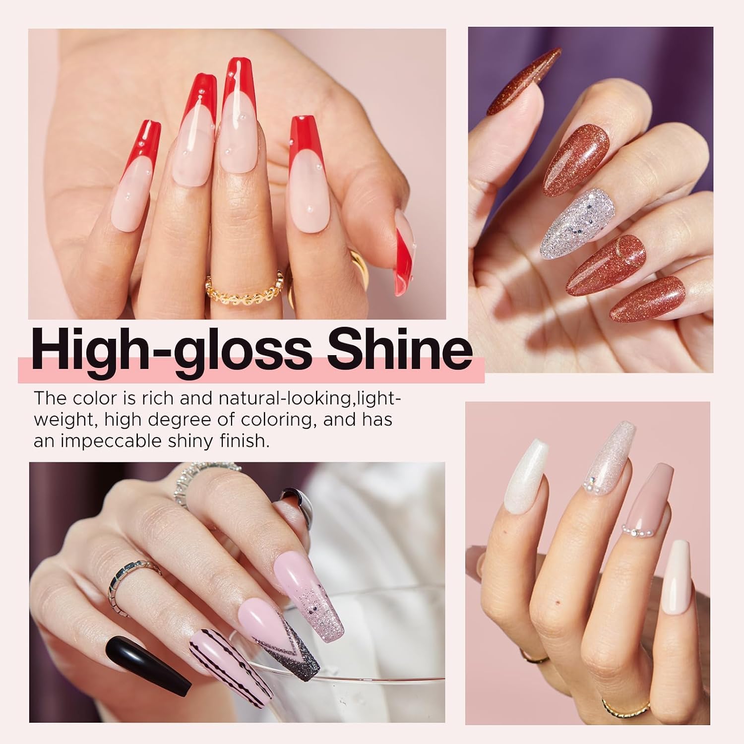 AzureBeauty 31 Pcs Dip Powder Nail Kit Starter, 20 Colors Glitter Gray Red image 3