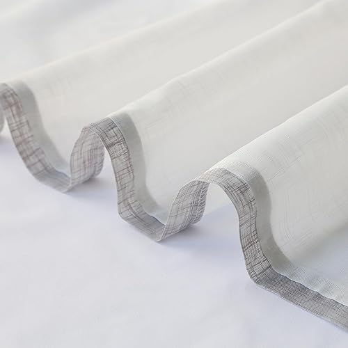 Miniatura 7 de Cortinas de lino transparente blanco para sala de estar de 96 pulgadas de largo, cortinas texturizadas de lino para dormitorio, juegos de 2 paneles