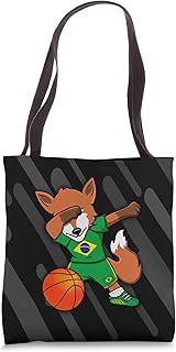 Dabbing Fox Brazil Basketball Fans Jersey Brazilian Flag Tote Bag