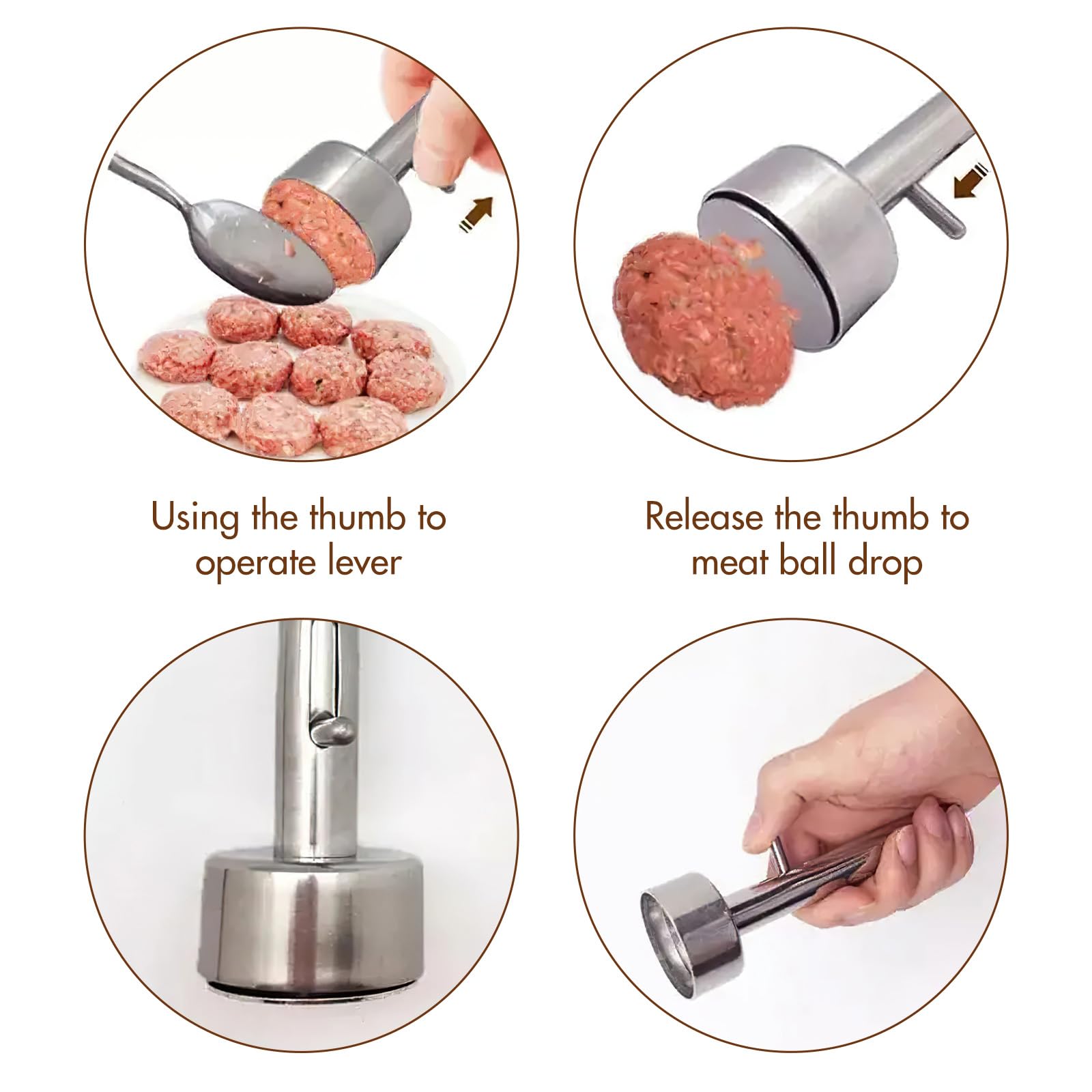 Falafel - Cuchara para hacer albóndigas de 4 cm de acero inoxidable para bolas de falafel, pala de falafel para hacer deliciosas bolas de falafel y utensilios de cocina