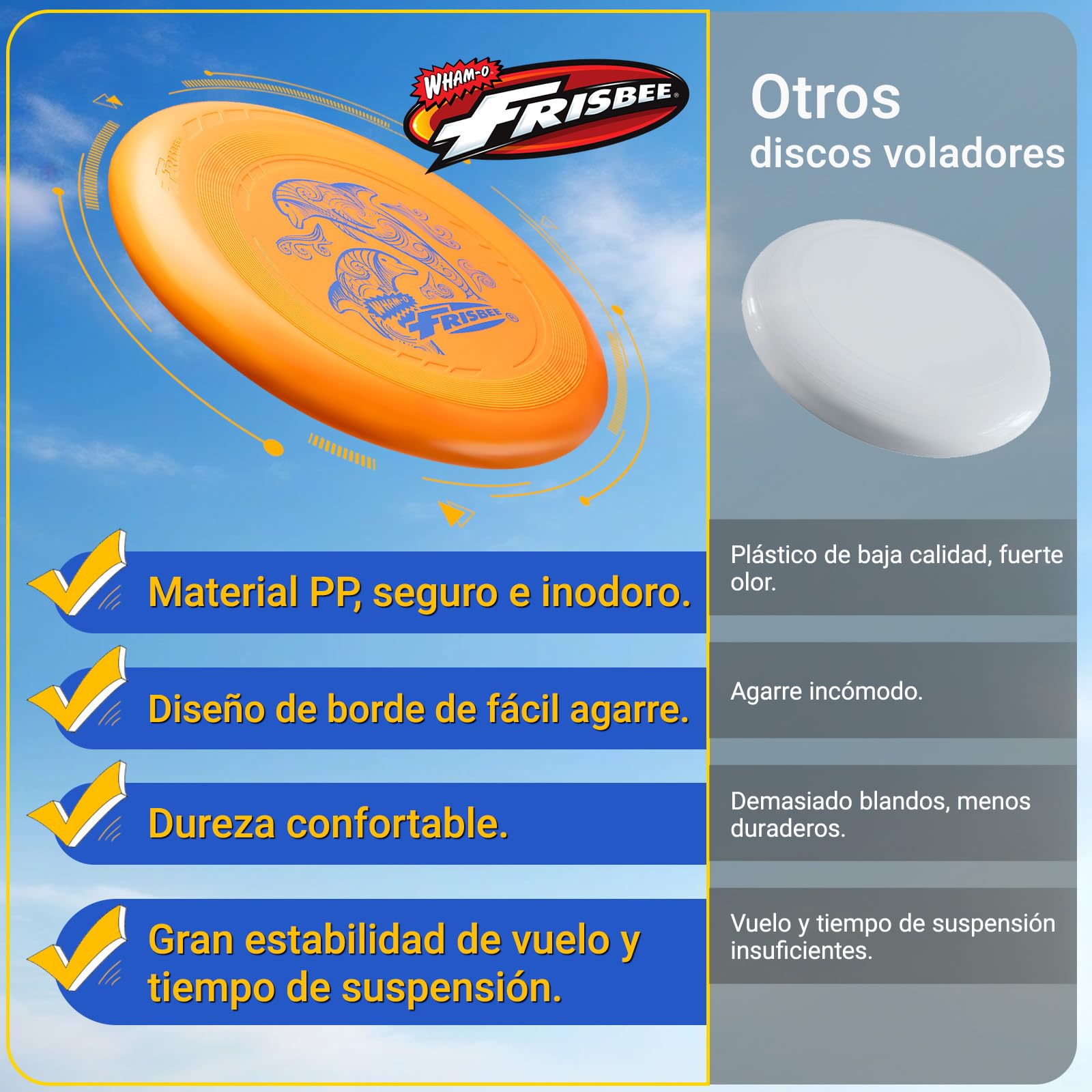 Wham-O Frisbee Go Disco Volador, 22.86cm Juguete Ligero para Principiantes Niños Niñas de 5+ Años para Exteriores Playa Parque Patio - 70g